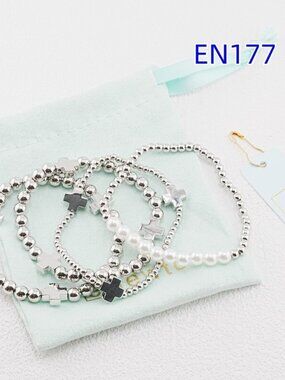 Enewton White Gold Cross Bracelet Set